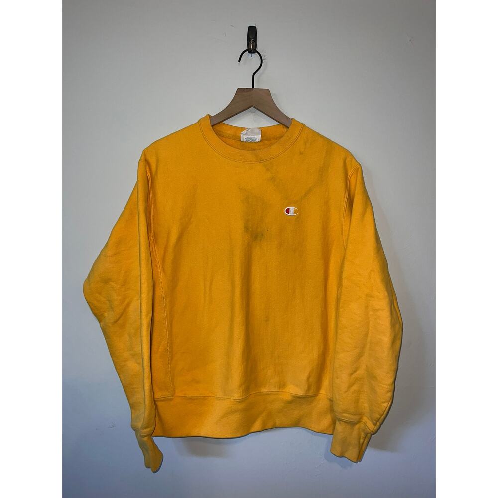 Champion Reverse Weave Yellow Sweatshirt Crewneck 2000s Y2K Medium